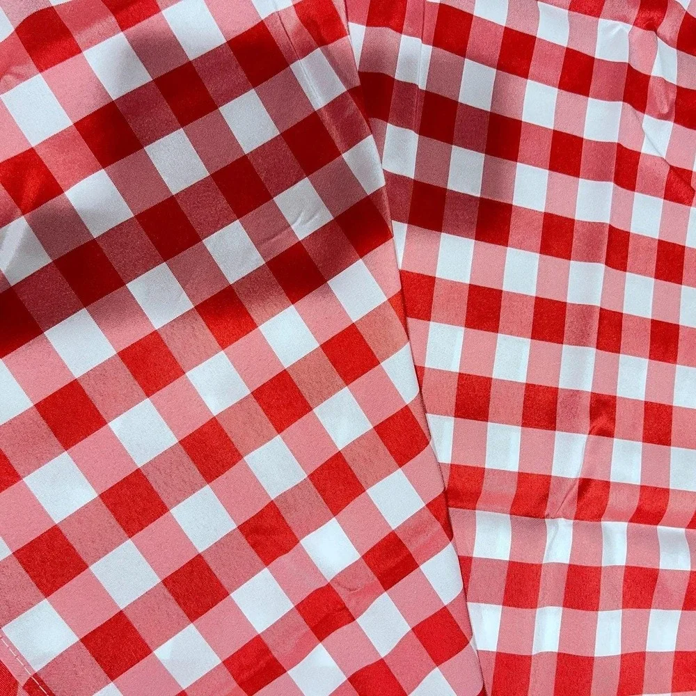 Red White Gingham‎ Tablecloth 100% Polyester Easy Care 70X68 Indoor Outdoor Use